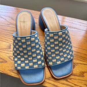 Paloma Wool Woven Blue checkerboard Slide Sandals